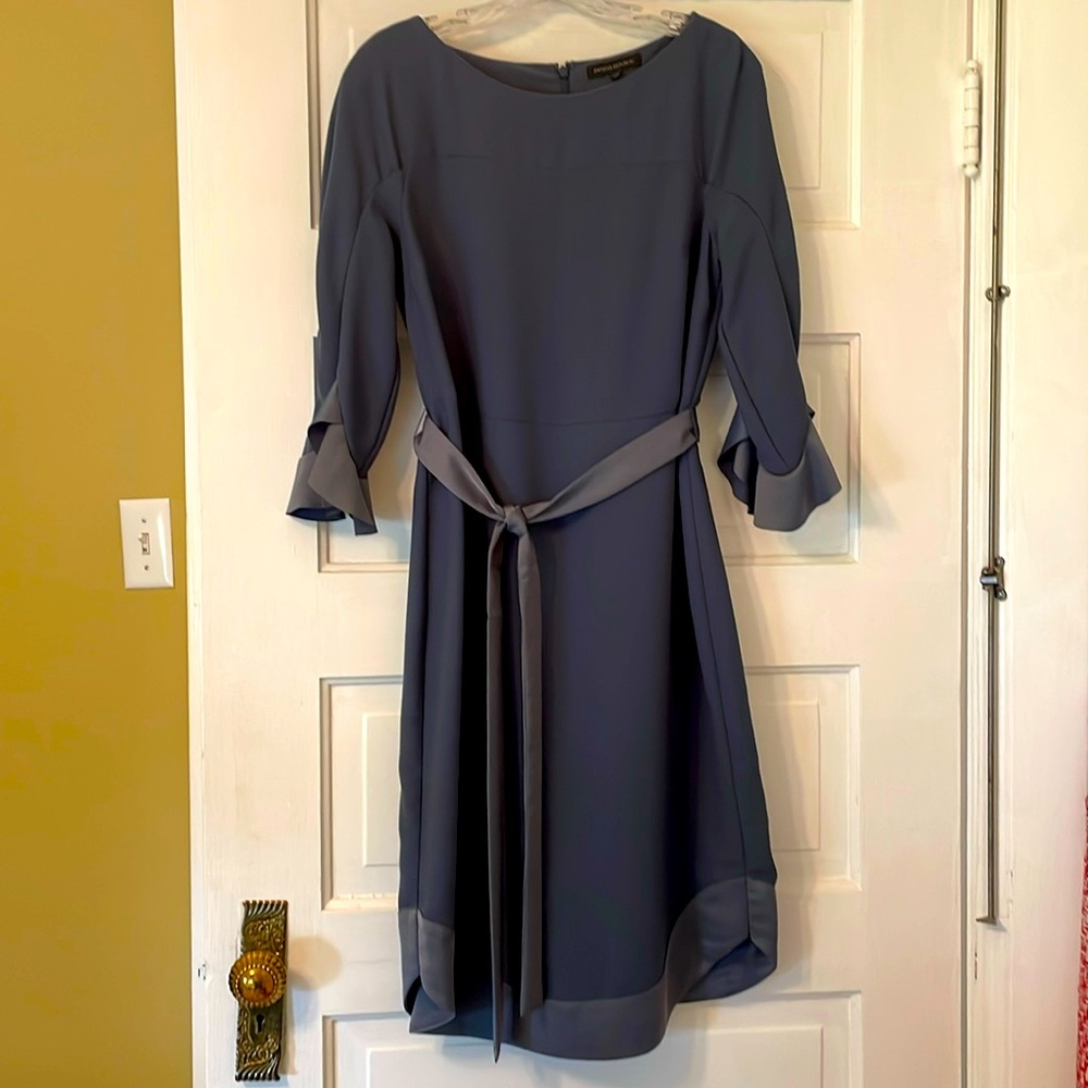 Banana Republic three-quarter length sleeve periwinkle belted dress.
